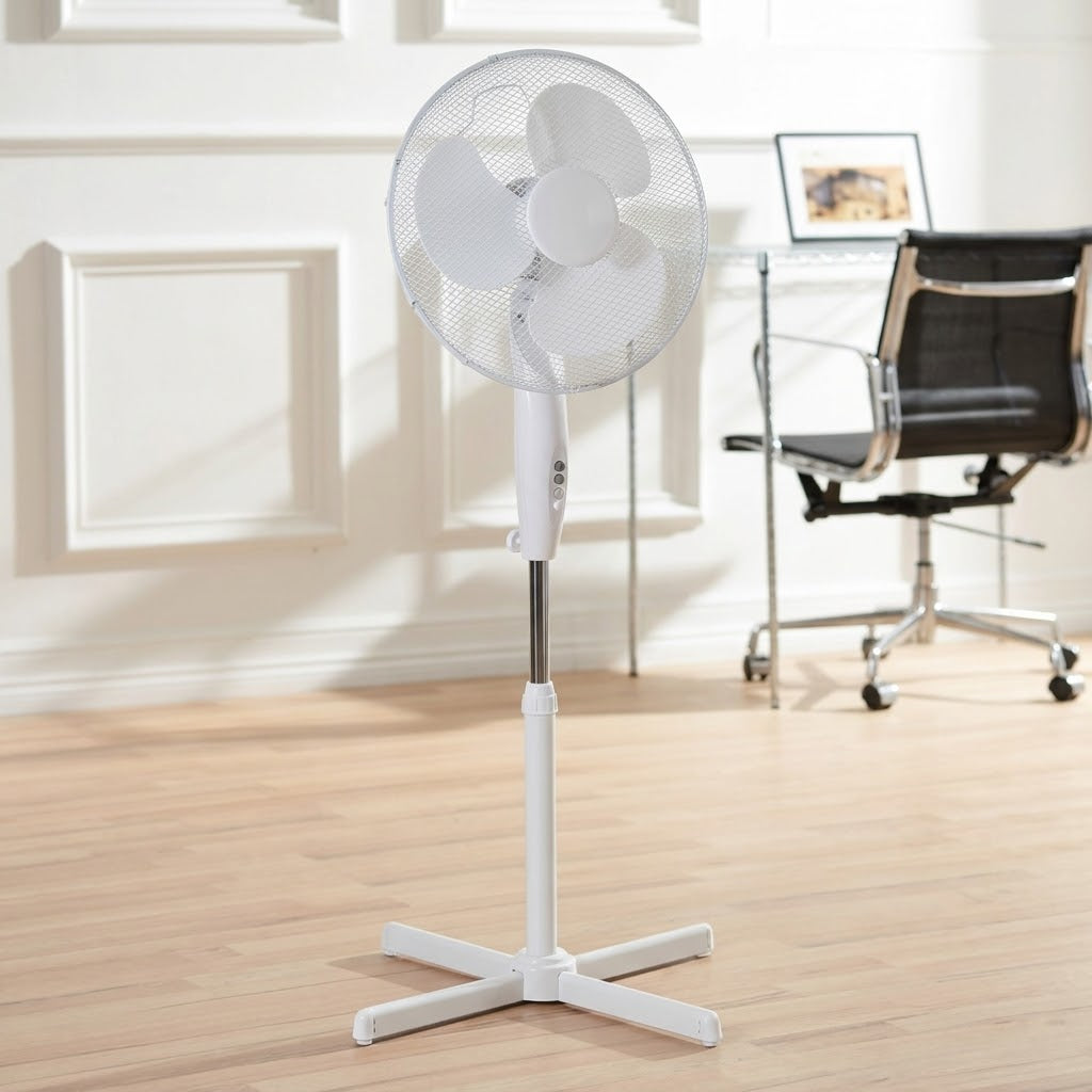 16" Cross Base Stand Fan,Fine Elements  3 Speed Settings, White – SKU COL1022/F1350