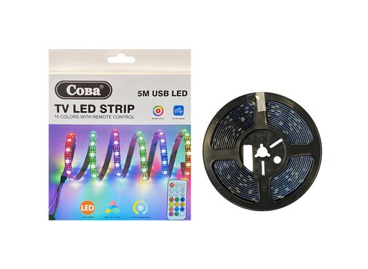 Adhesive Multicolour Indoor TV USB LED Strip with Remote 5m 8046 (Parcel Rate)