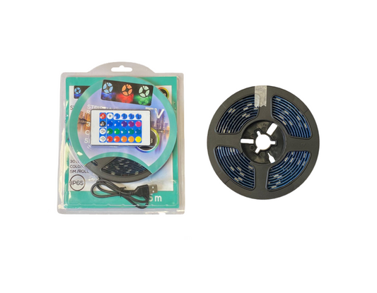 Adhesive Multicolour Indoor USB LED Strip with Remote 5m 8073 (Parcel Rate)