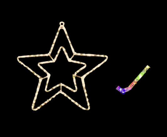 Christmas Hanging Plastic Light Up Indoor Window Decoration Star Design 40cm Assorted Light Colours 8079 (Parcel Rate)