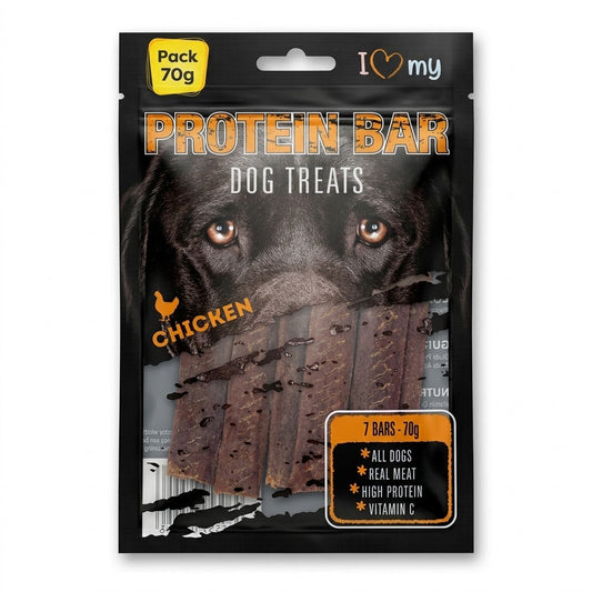 Chicken Protein Bar Dog Treats for Rewarding and Training Real Meat High Protein 7 Bars 70g SKU MW-5060539079996-PP