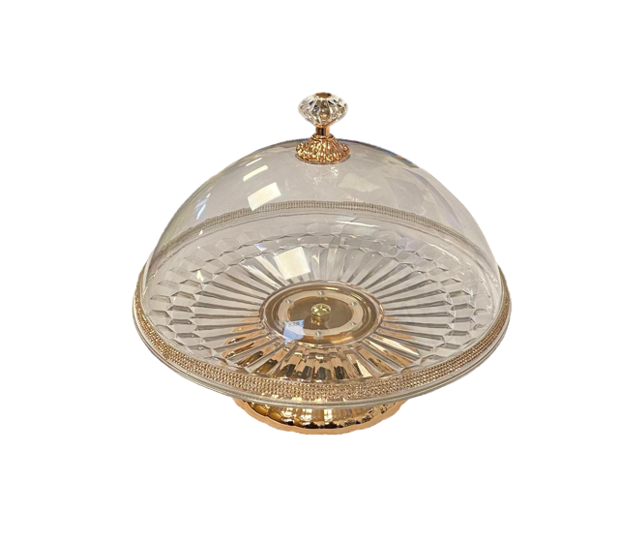 Rose Gold Plastic Cake Pastry Stand / Turntable with Cover 28.5 x 25cm 8163