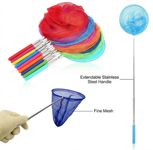 Extendable Fishing Net with Stainless Steel Handle, 17-64cm, Assorted Colours, SKU 6508