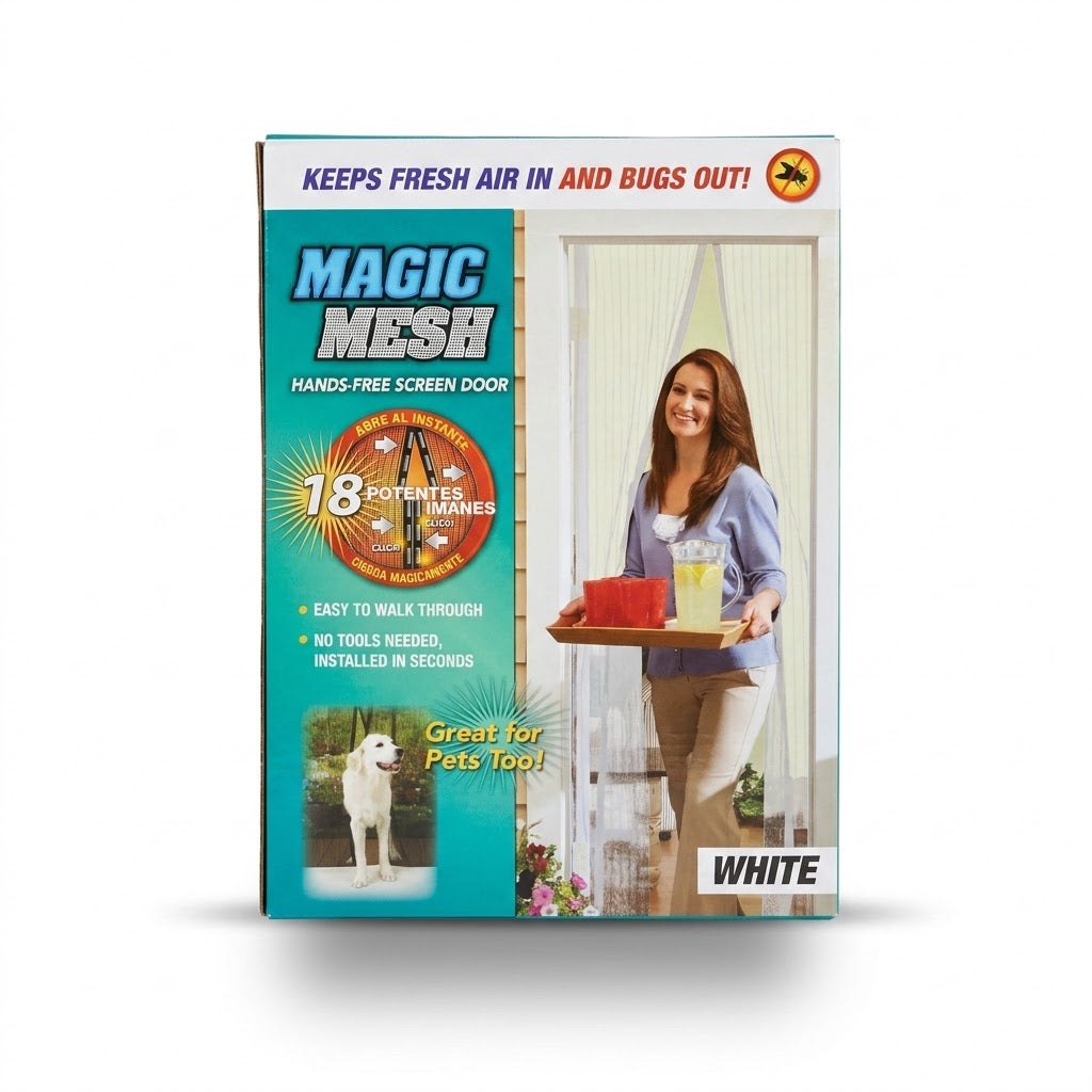 Magic Mesh Hands-Free Magnetic Screen Door White 83cm × 99cm SKU 41233C