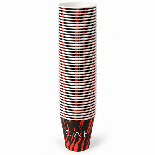 Chef Paper Cups – Red & Black Design, 7 oz, 50 Pack SKU 346