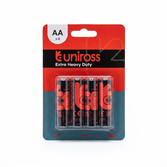 Uniross Extra Heavy Duty AA Batteries, Pack of 4, SKU UEAA4