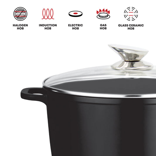Nea Diecast Stockpot with Lid and Silicone Grips 20cm Nera 4219 / 9375 (Big Parcel Rate)