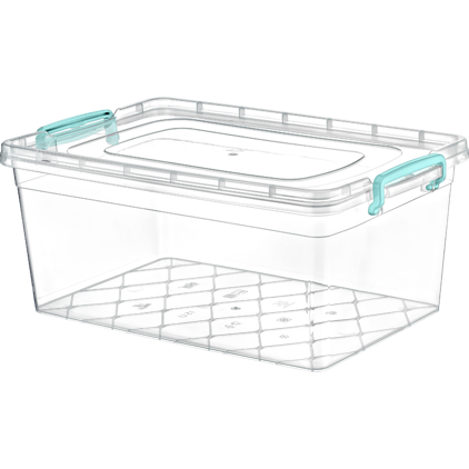 Clear Plastic Storage Box Container with Handles and Lid 15L AK257 (Parcel Rate)