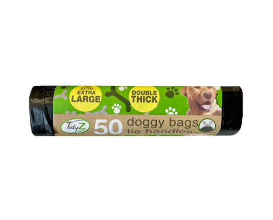 Doggy Poop Bags with Tie Handles 30 x 36 cm Roll of 50 B0197 (Parcel Rate)