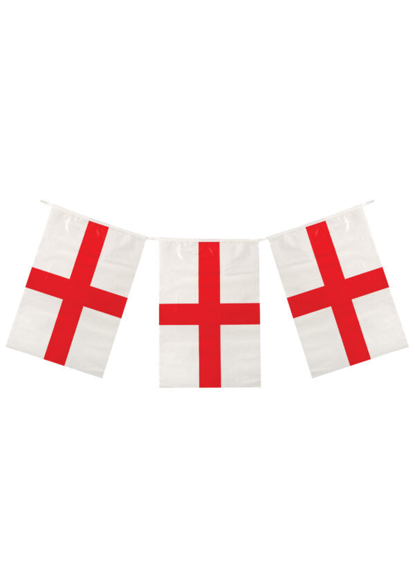 St George Flag Bunting 4m Long with 11 PVC Flags – Patriotic Decoration