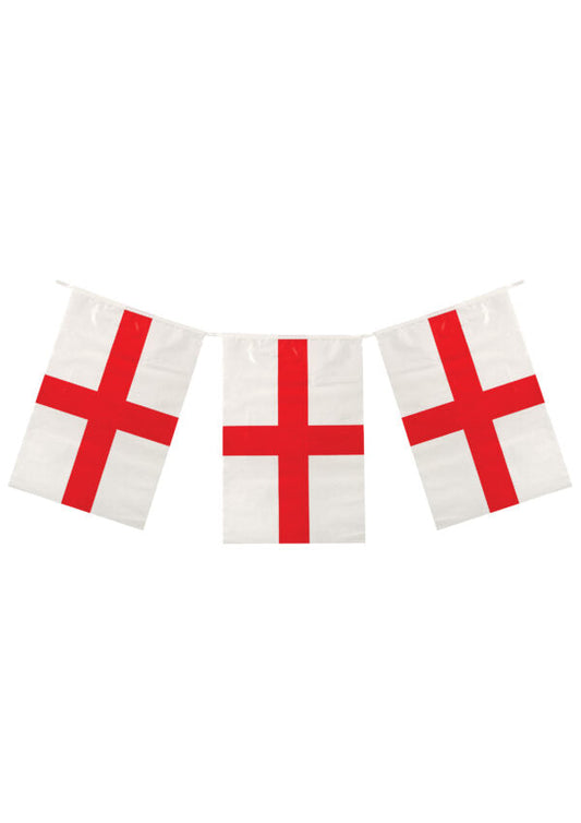 St George Flag Bunting 4m Long with 11 PVC Flags – Patriotic Decoration