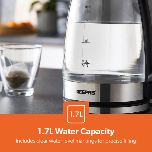 Glass Cordless Electric Kettle 1.7L 1500W Black GK38058UKBK (Parcel Rate)