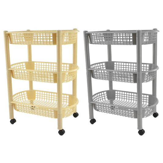 Plastic Kitchen Trolley Oval 3Tier Fruit Veg 2775-3R/9158