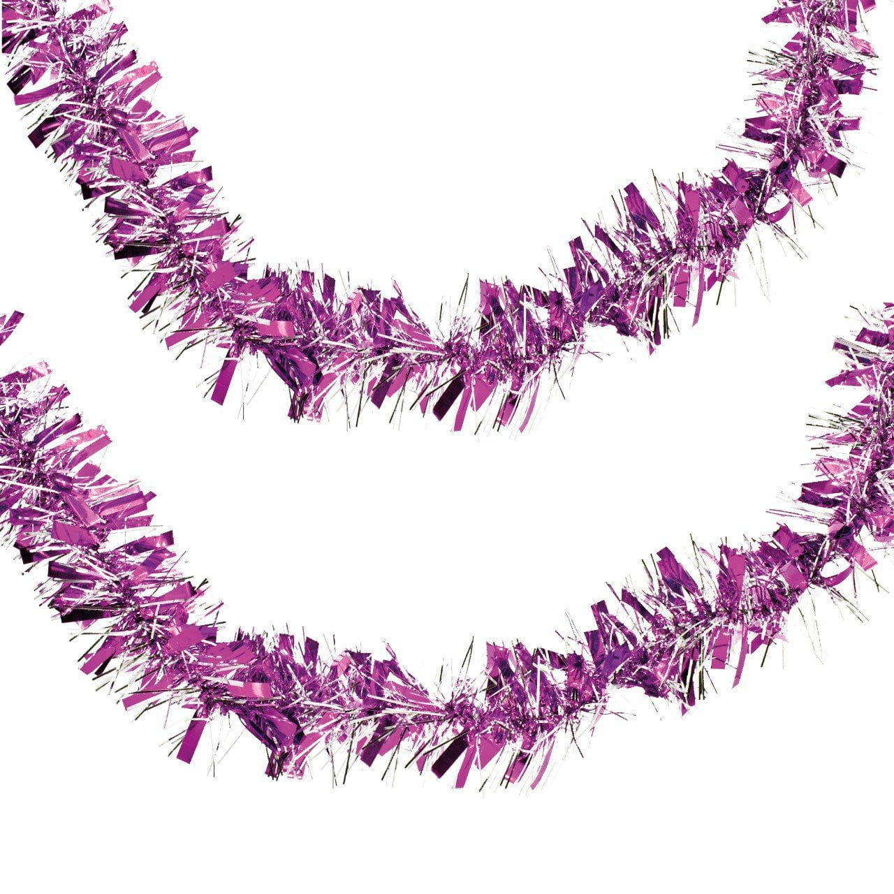 Christmas Tree Garland Tinsel Decoration Pink with Silver 2M  6525 (Large Letter Rate)