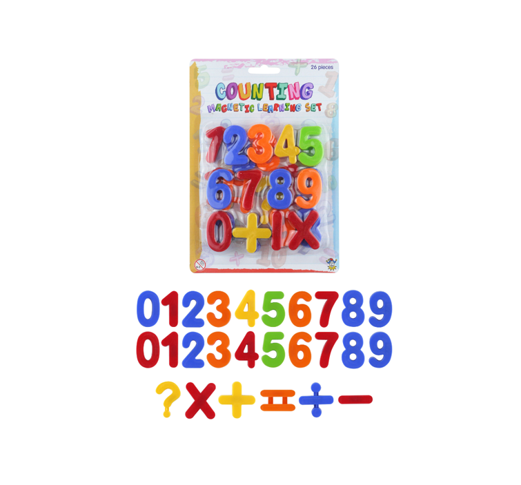Magnetic Numbers 0 - 9 Set 4cm 26 Pieces Assorted Colours L79111 (Parcel Rate)