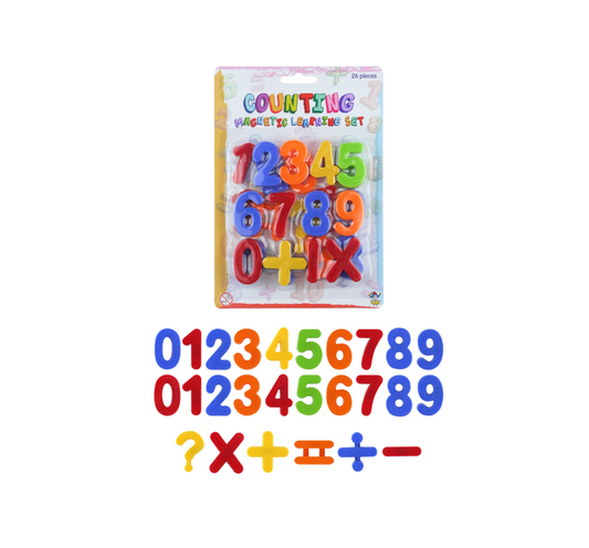 Magnetic Numbers 0 - 9 Set 4cm 26 Pieces Assorted Colours L79111 (Parcel Rate)