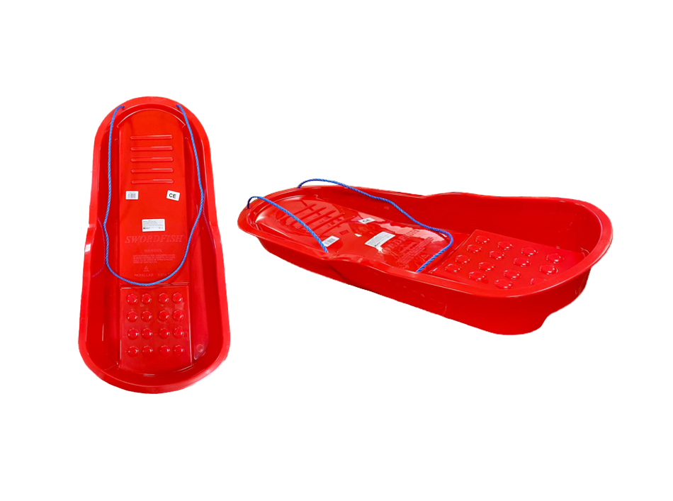 Children's Plastic Swordfish Snow Sleigh Sledge with Rope 85 x 40 cm Red S3R