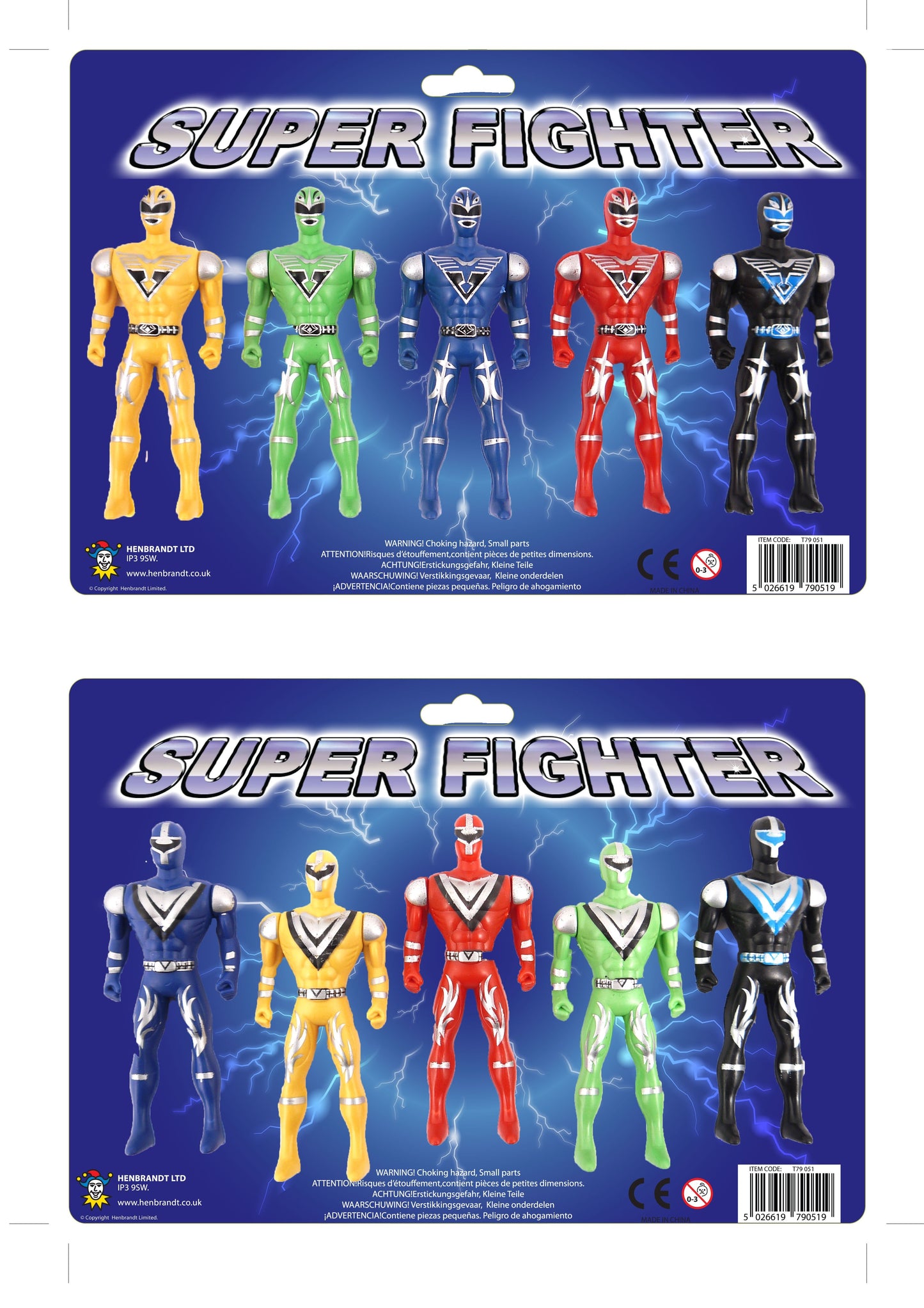 Childrens Super Fighters 5 Assorted Colours 10cm T79051
