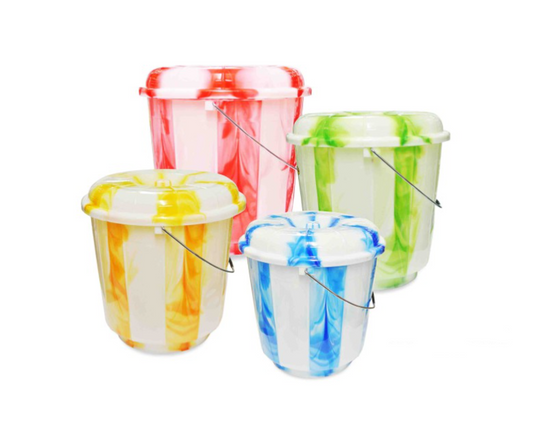 20 Litre Tie Dye Design Plastic Bucket with Lid Assorted Colours TS60993