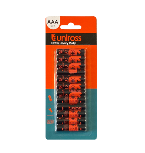 Uniross AAA Batteries 1.5V R03 Pack of 12 UEDAAA12 (Large Letter Rate)