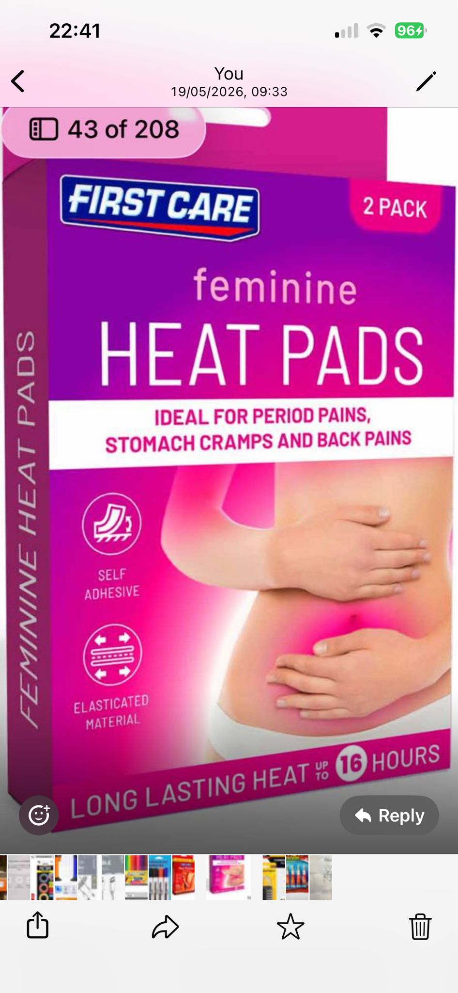2 PK Feminie Ladies Heat Patches SKU MP5