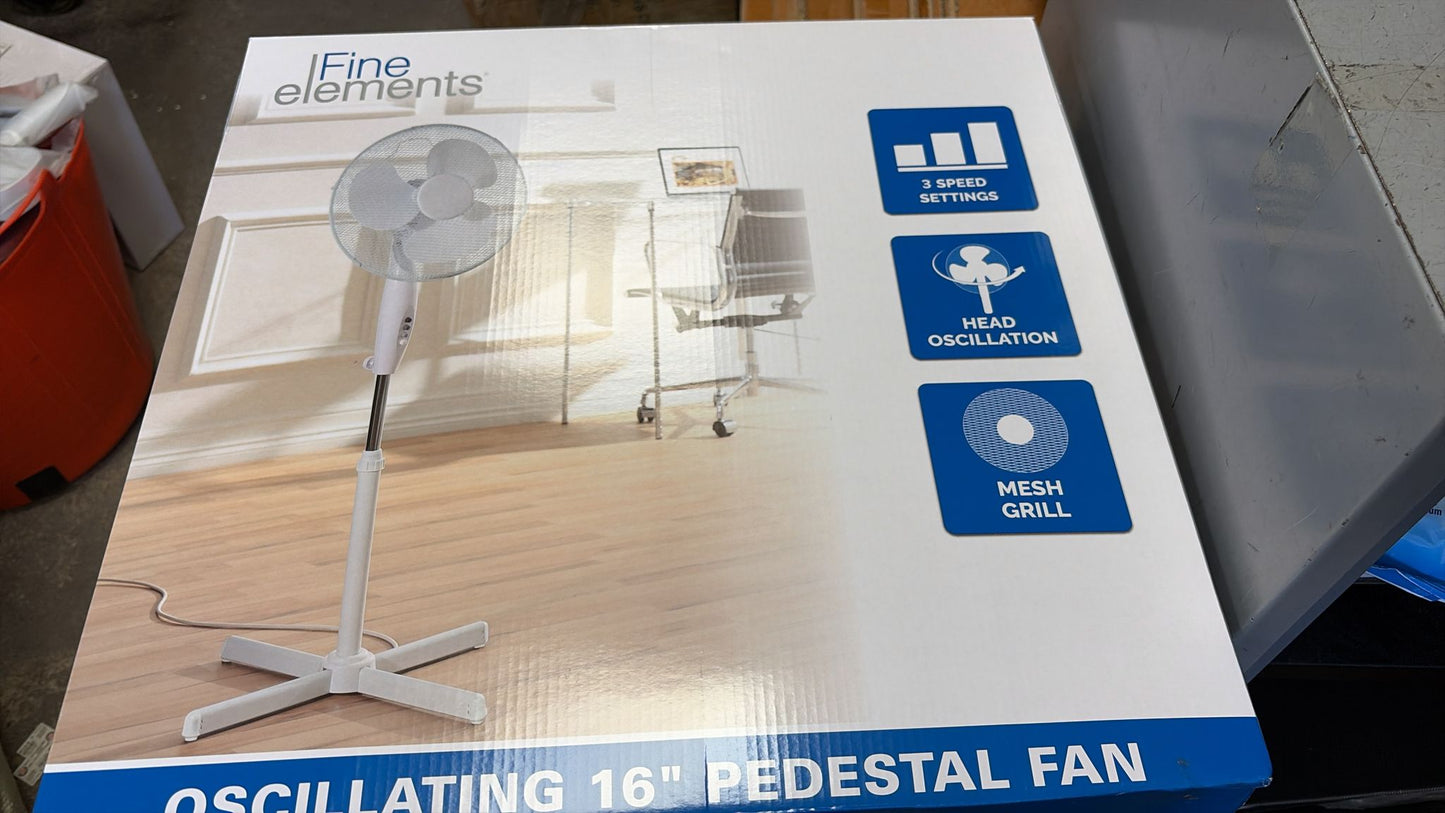16" Cross Base Stand Fan,Fine Elements  3 Speed Settings, White – SKU COL1022/F1350