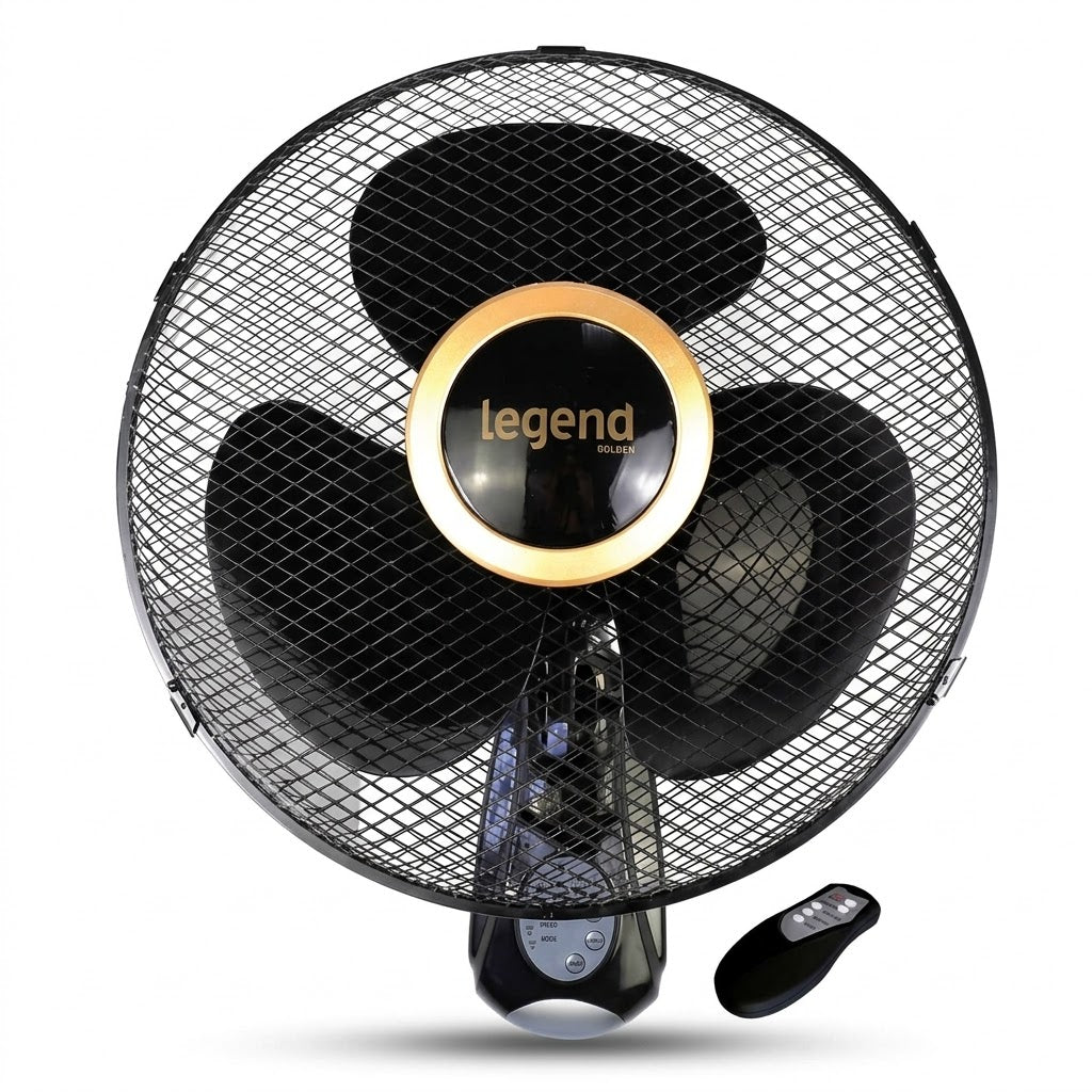 Legend Gold 3-Speed 16" Remote Control Oscillating Wall Fan with 7.5-Hour Timer – SKU 0344 W16