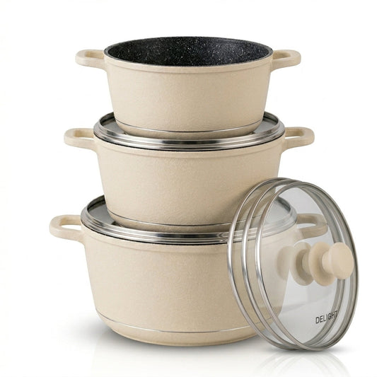 Jumbo 3Pcs + Lids Die Cast set Cream 36-40-44 Sku DL9010C