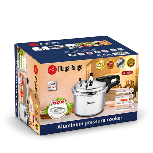 Aluminium Pressure Cooker for Fast Induction Cooking 9L Capacity 26cm Diameter Extra Gasket Included SKU MW-MR1138-PP