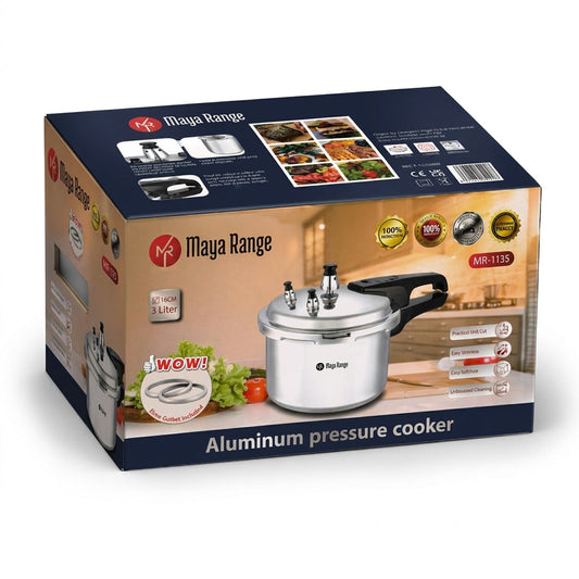 Aluminium Pressure Cooker for Fast and Efficient Cooking 3L Capacity 18cm Diameter Induction Compatible Extra Gasket Included SKU MW-MR1135-PP