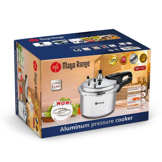 Aluminium Pressure Cooker for Fast Family Meals Induction Compatible 7L 24cm Silver SKU MW-MR1137-PP