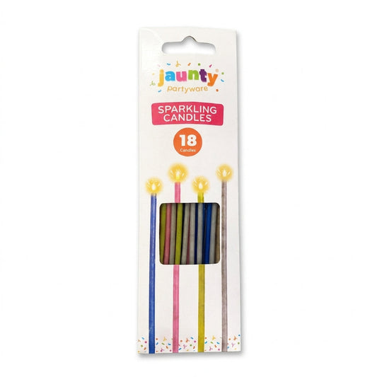 Sparkling Candles for Birthday Cakes and Celebrations Assorted Colours 18 Pack 20x6x1cm 27g SKU MW-5055566908845-PP