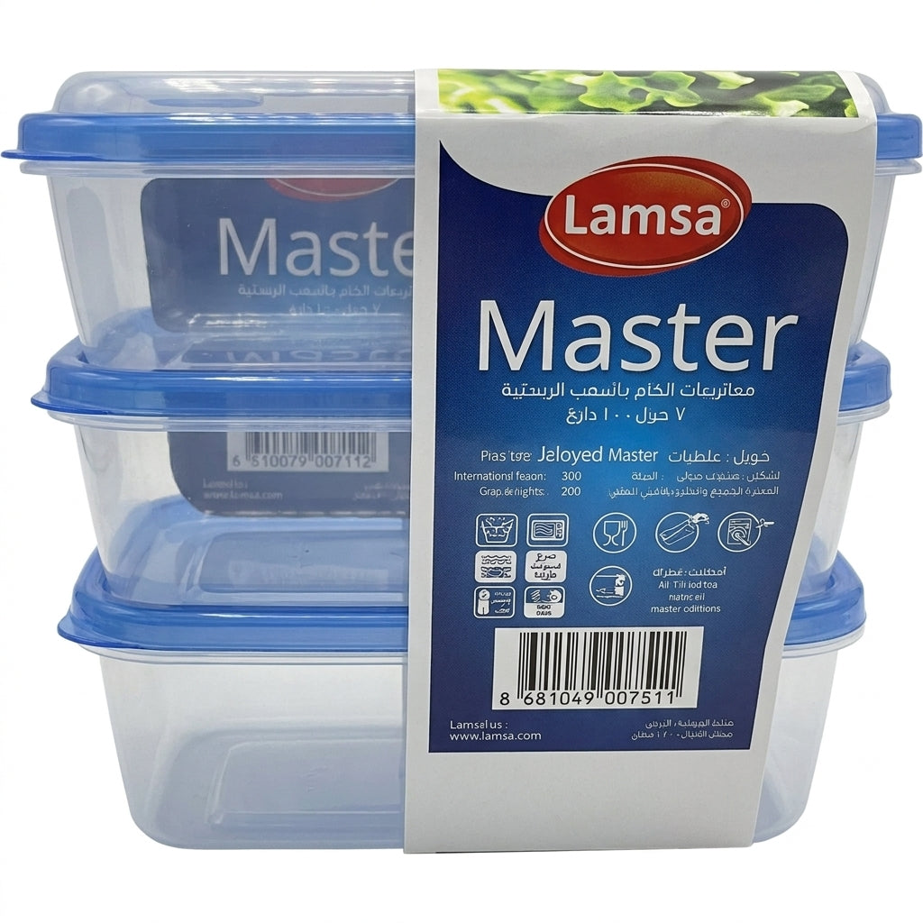 Plastic Food Container 99%Airtight 1.8L 3Pack 16x23x7.5cm(approx.) 360g(NW) SKU 14153