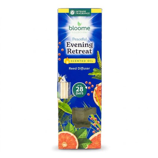 Bloome Collection Scented Oil Reed Diffuser for a Calming Grounded Atmosphere Peaceful Evening Retreat 30ml Up to 28 Days SKU MW-5056683934847-PP