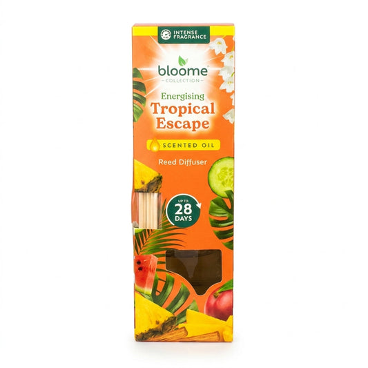 Scented Oil Reed Diffuser for Vibrant Home Fragrance Bloome Collection Tropical Escape Up to 28 Days 30ml SKU MW-5056683934830-PP