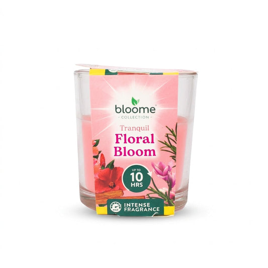 Bloome Glass Jar Candle for Inviting Home Fragrance Tranquil Floral Bloom 95g Up to 10 Hours Burn Time Pink SKU MW-5056683934908-PP
