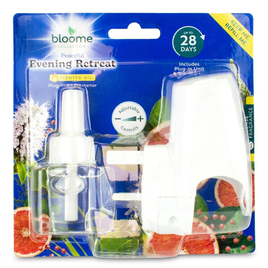 Scented Oil Plug-in Air Freshener for Continuous Home Fragrance Peaceful Evening Retreat 20ml Refill Adjustable 28 Days 1.2kg SKU MW-5056683934922-PP