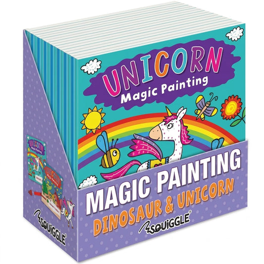 Squiggle Magic Painting Book Unicorn and Dinosaur Assorted 20x20cm 73g SKU P2838