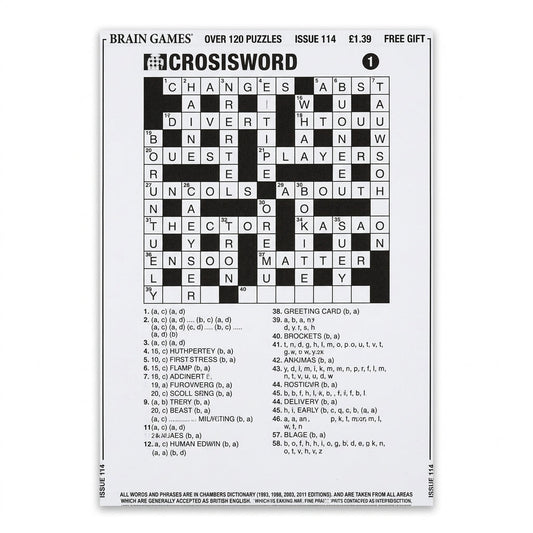 Brain Games Crossword Puzzle Book Over 120 Puzzles 27x20x0.5cm 19g SKU P2164