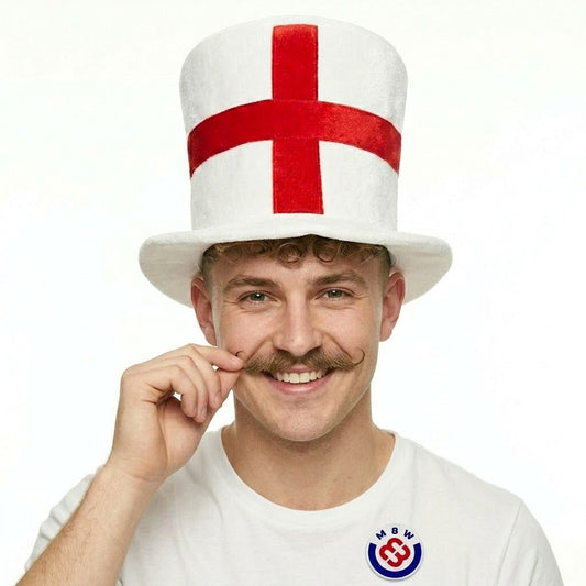 England St. George's Cross Top Hat Adult White Red Cross Fancy Dress Accessory SKU H24440