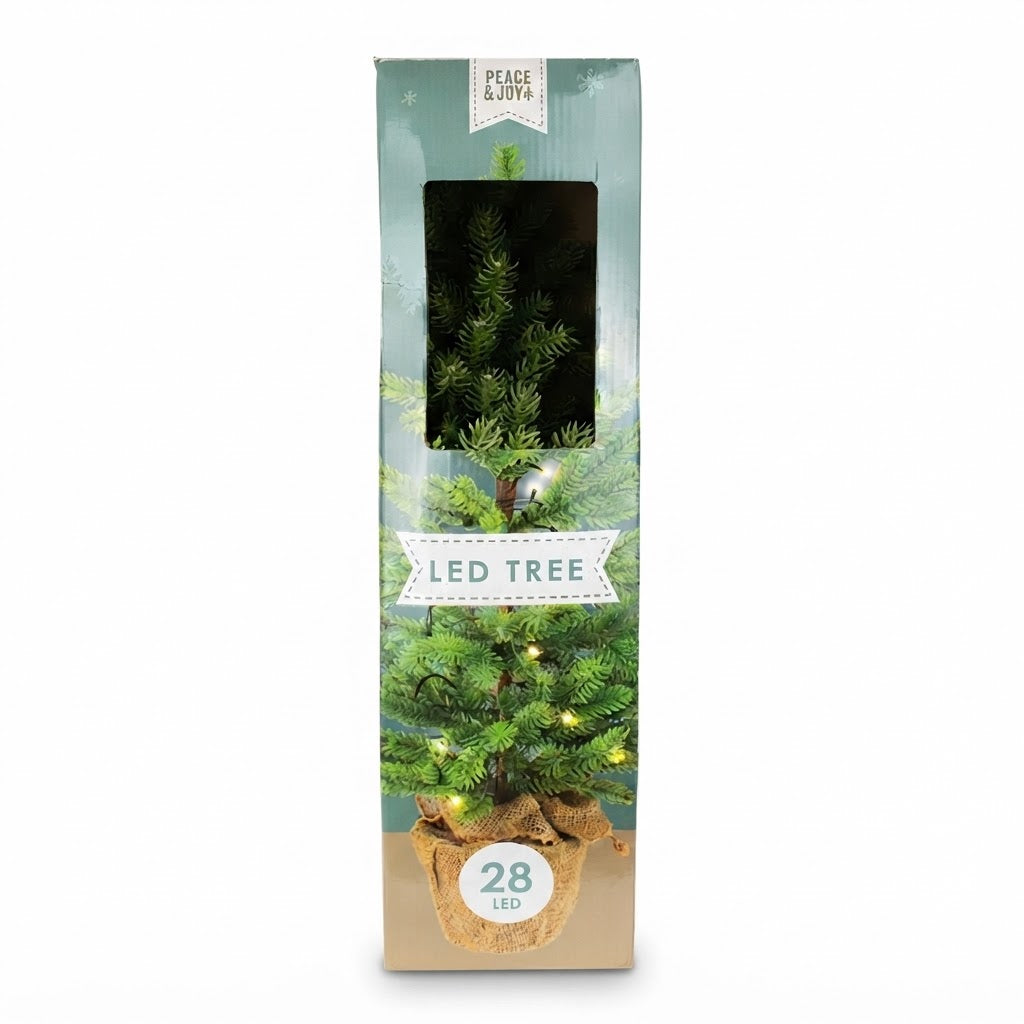 Battery-Operated Tree with 28 LEDs in Hessian Pot – 60 cm SKU 324397
