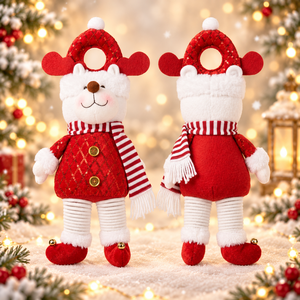 Christmas Plush Door Hanger – Red and White 35 x 17 x 8 cm, 125g SKU 8013