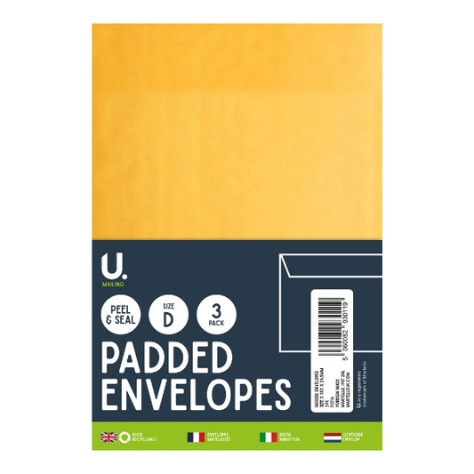 3 Pack Size D Office Home Supplies Padded Envelopes P2216 (Parcel Rate)