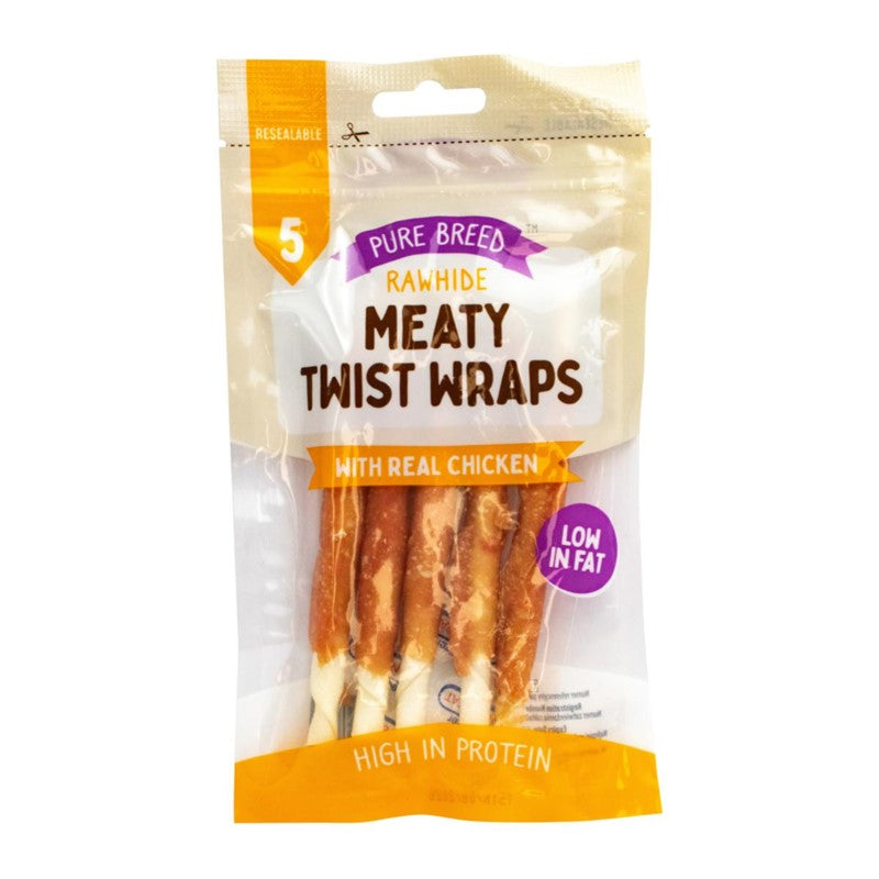 Pet Dog Treats Meaty Twist Wraps with Real Chicken 5 Pack Chicken Flavour 317606