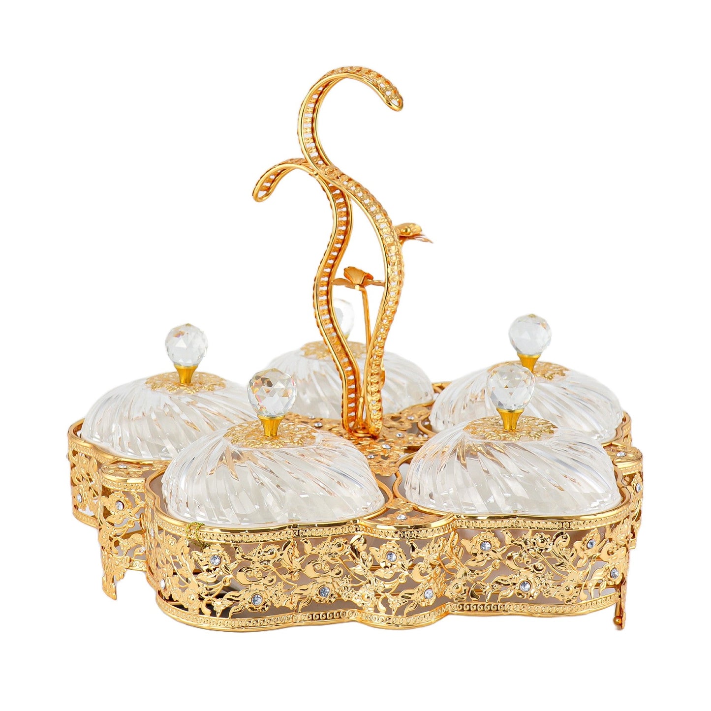 Durane Metal / Plastic Ornate Party Serving Tray Gold E0757-C Square 41.5 x 40 x 34 cm 10675