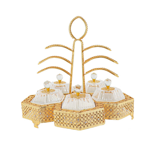 Durane Metal / Plastic Ornate Party Serving Tray Gold E0734-C Hexagonal 44 x 44 x 41.5 cm 10677
