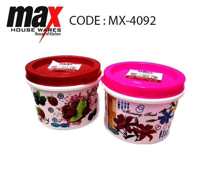 Plastic Container with Print Assorted Designs and Colours MX4092