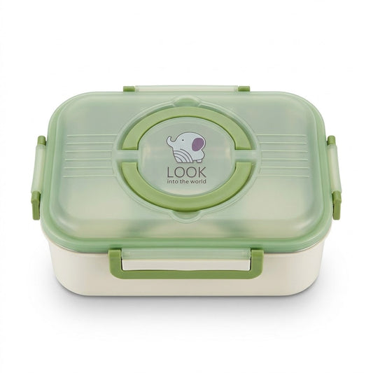 Plastic Lunch Box with Spoon, 381g, 24cm L × 15cm W × 7cm D, SKU 8216