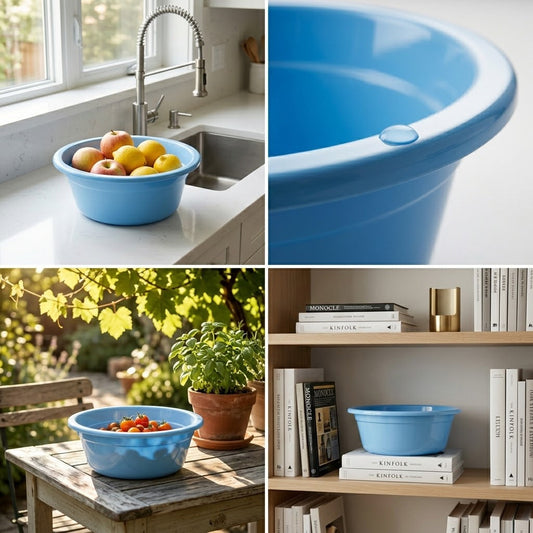 Superb Plastic Wash Basket with Assorted Colours 45cm (445g) - Model 8191