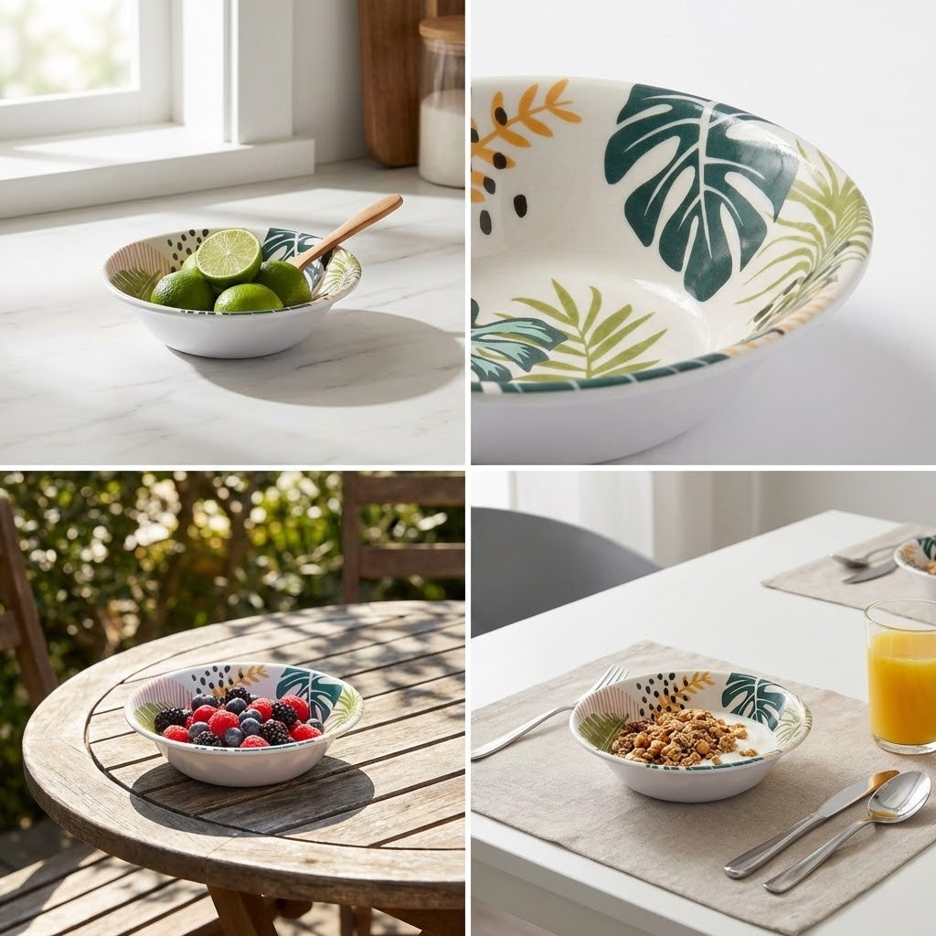 Plastic Bowl with Assorted Flower Design 17cm 173g - Model 8189